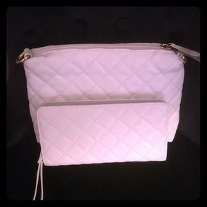 White Quilted Shoulder Bag & Wristlet